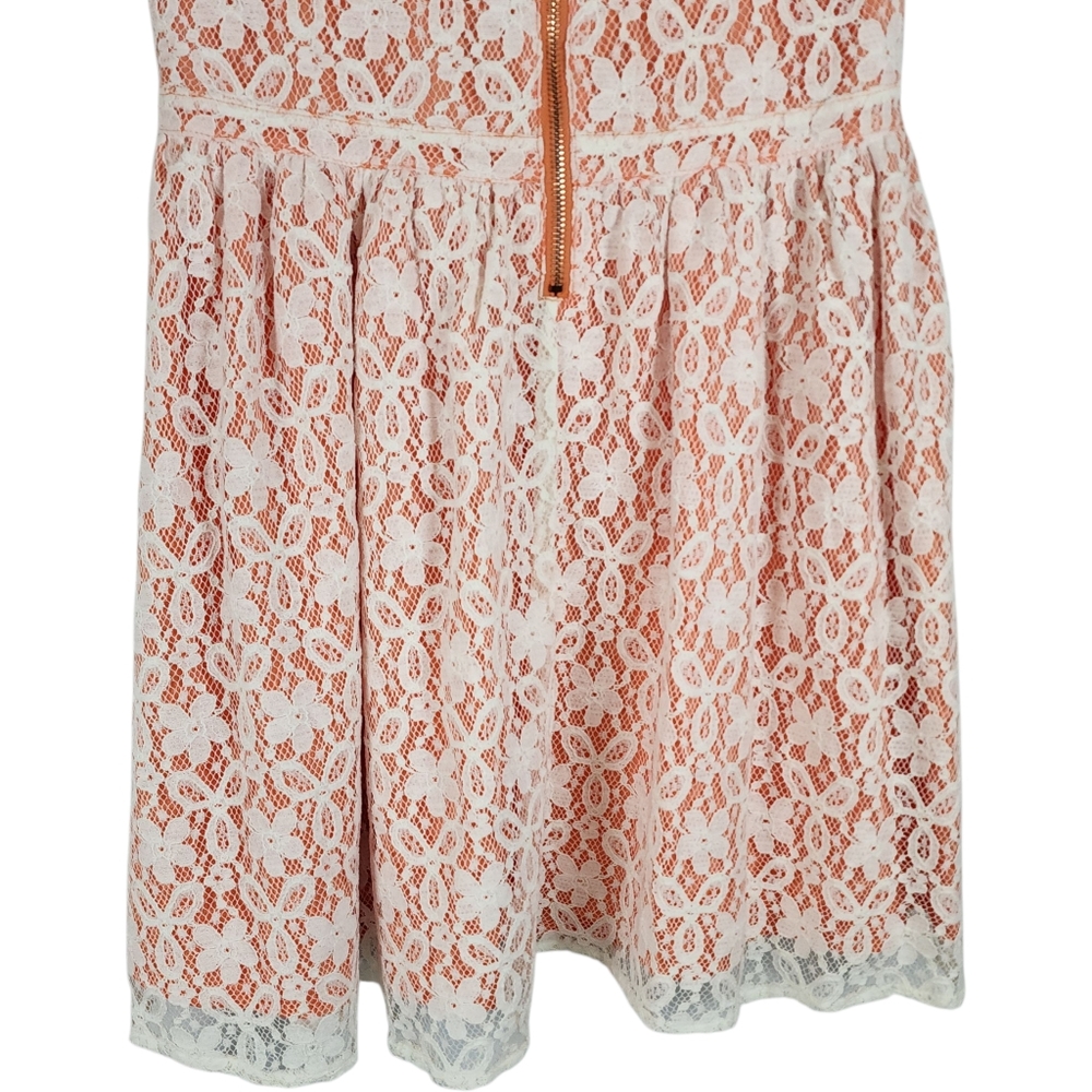 MINKPINK Peach Ivory Lace Cutout Mini Dress Fit Flare Size Medium NWT - Picture 7 of 15
